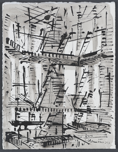 203052 Afbeelding van de steigers in de lantaarn van de Domtoren, tijdens de restauratie.